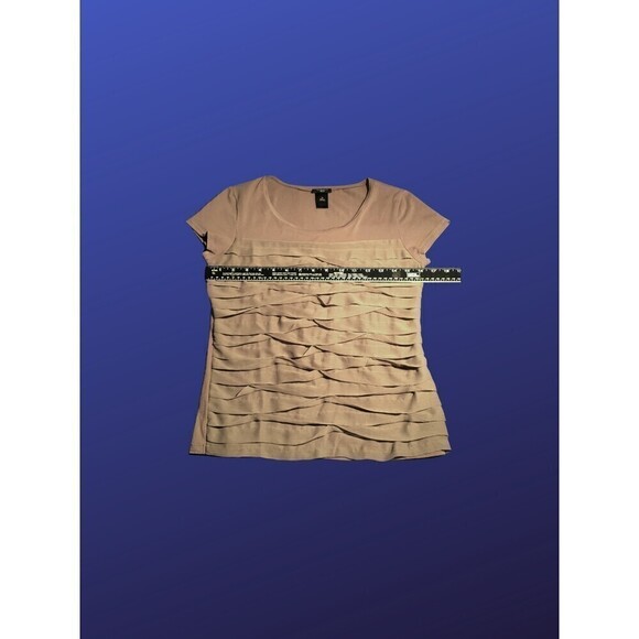 ANN TAYLOR PETITE Shutter Pleated Top, COCOA BROWN, Women's Size SP, NWOT - Picture 4 of 9